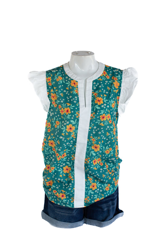 Rowdy Crowd Full Bloom Sleeve Top Yellow Garden Flower