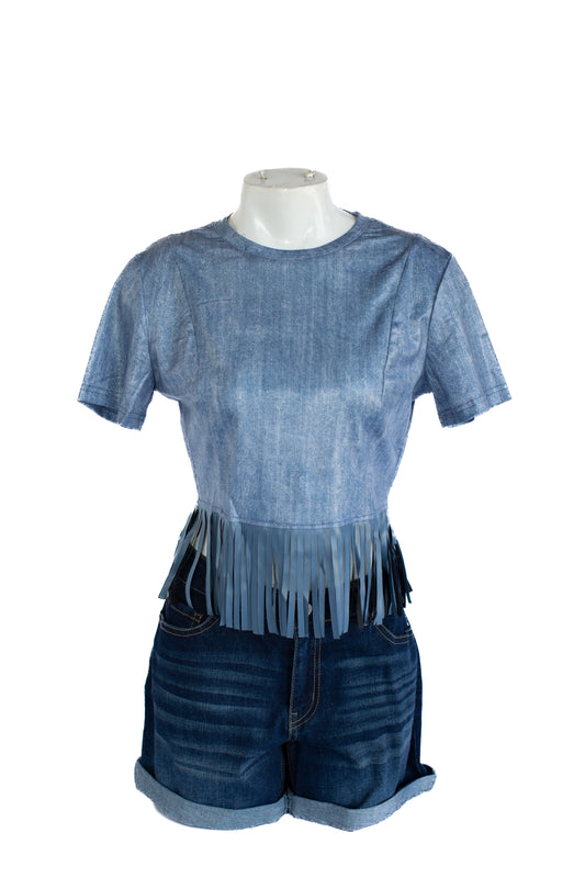 2 Fly Leather Lux Denim Fringe