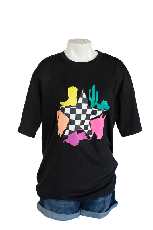 2 Fly Pony Up Puff S/S T-shirt Black Star Check