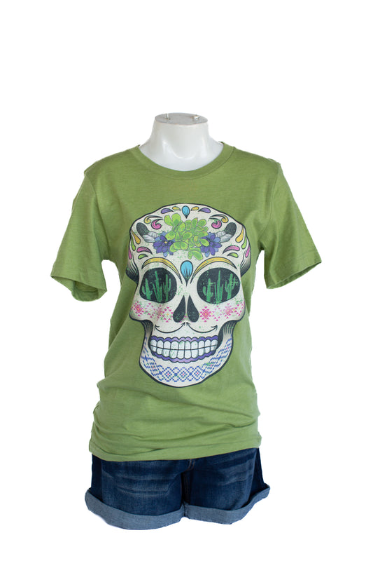 Rowdy Crowd Green Skull T-shirt