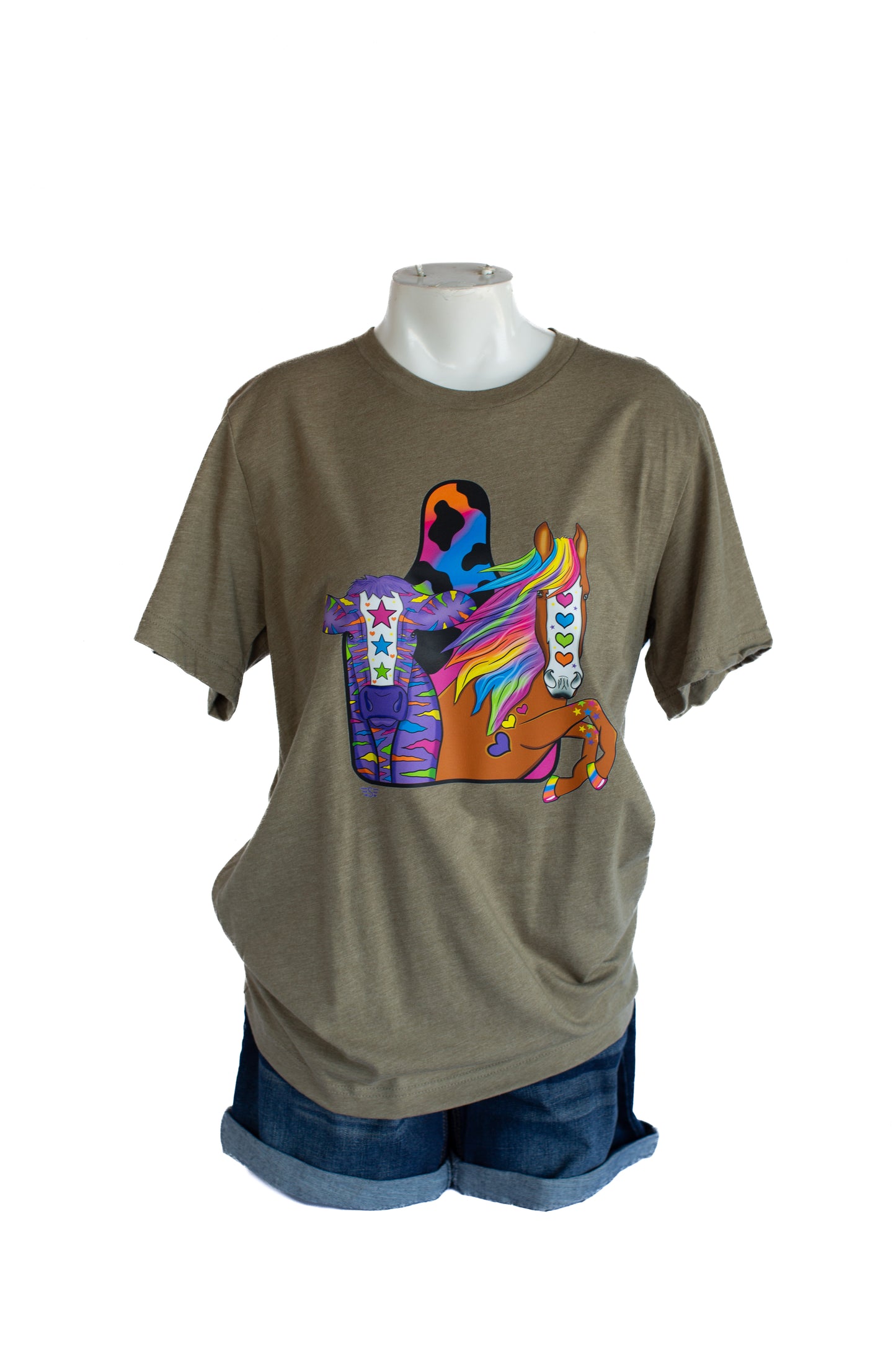 Canvas Rainbow Horse And Cow T-Shirt