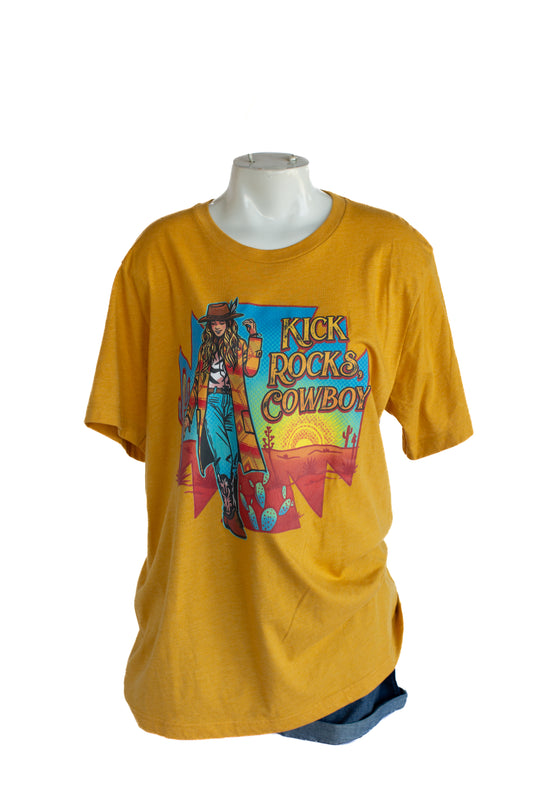 Rowdy Crowd Kick Rocks Mustard T-shirt