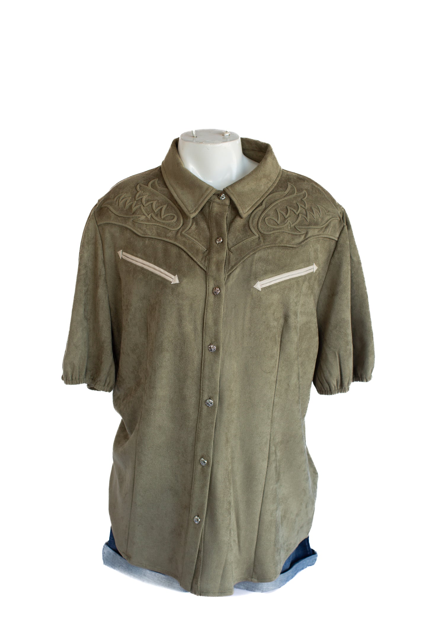 Rowdy Crowd Calaboose Top S/S Velvet Olive Tan Volk