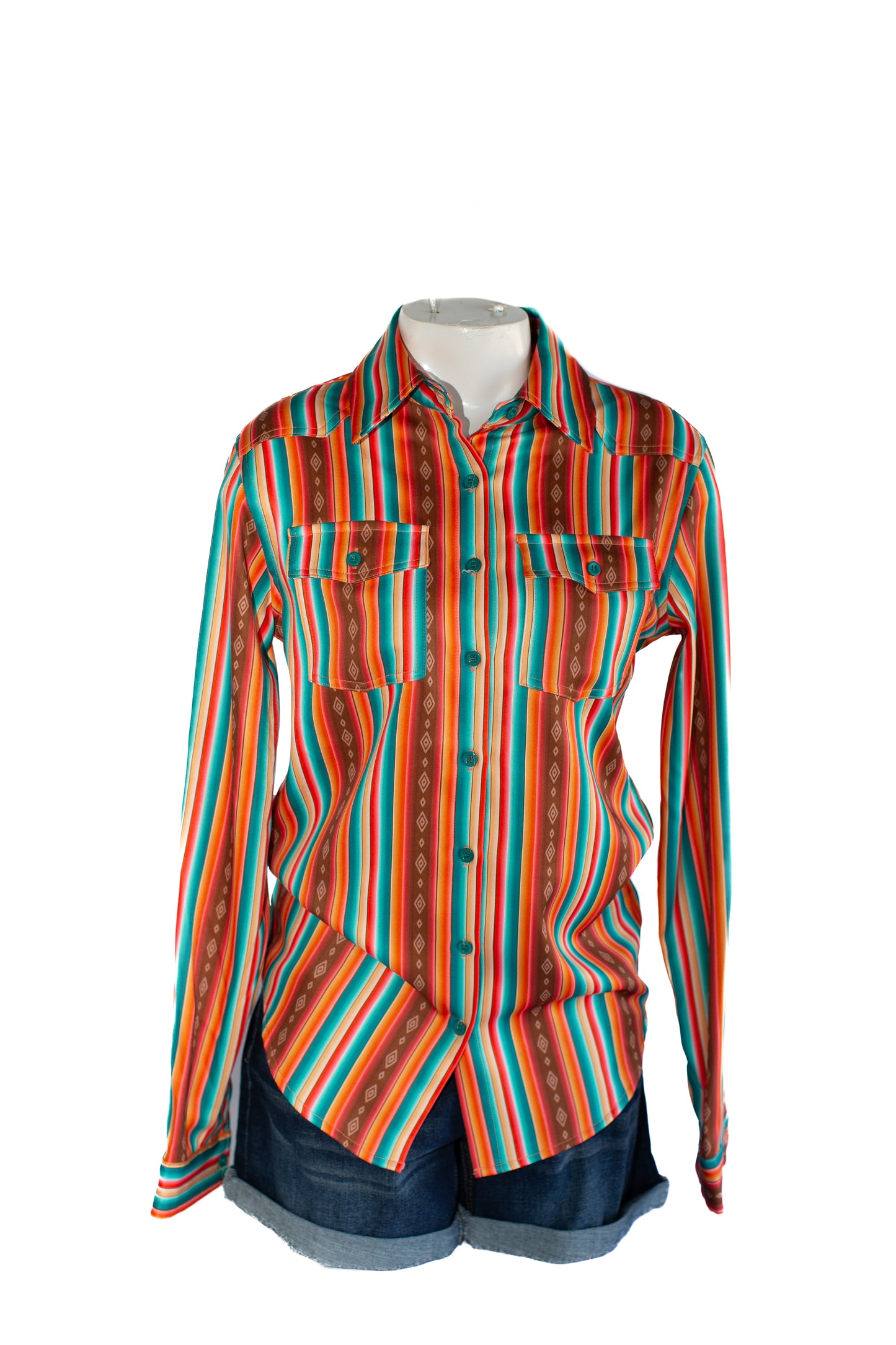 Rowdy Crowd Button Up Serape Aztec