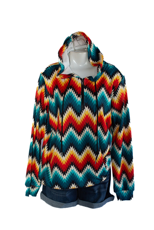 Rowdy Crowd 1/2 Zip Hoodie Multi Color Aztec